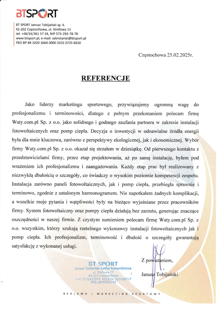 Referencje BTSport Częstochowa