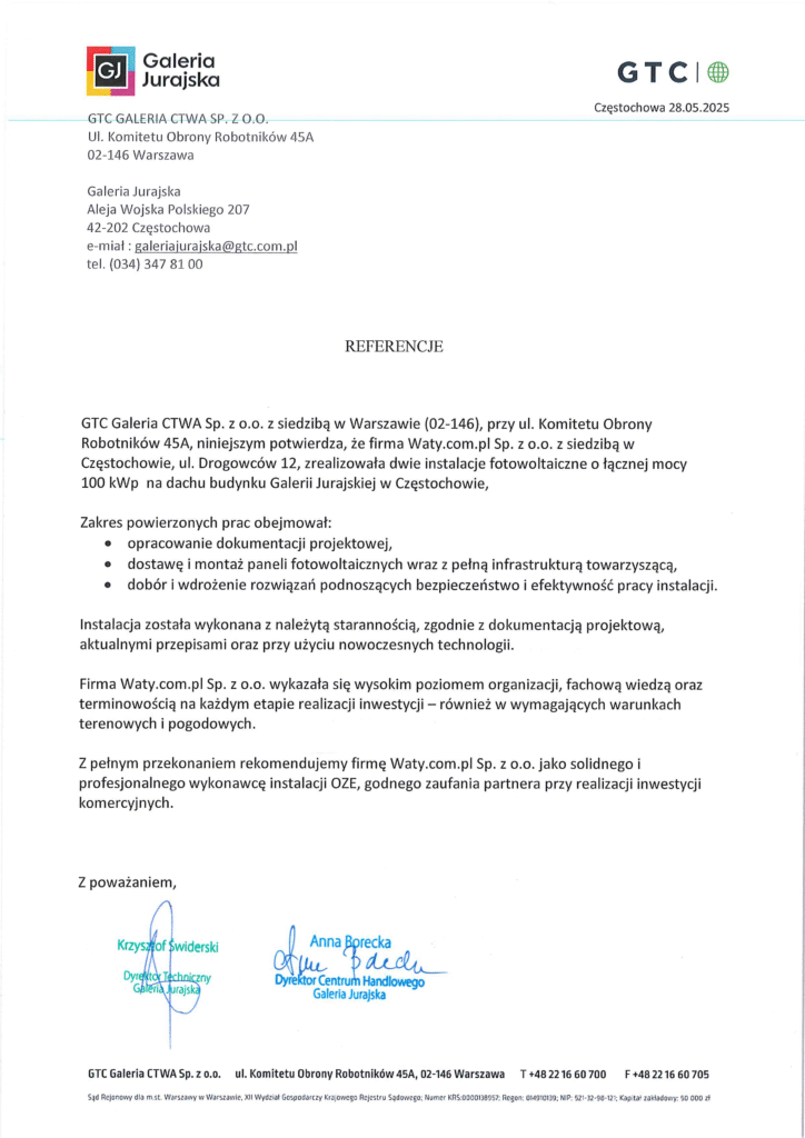 Referencje Galeria Jurajska Częstochowa